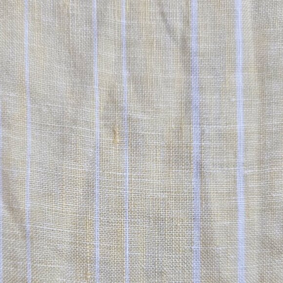 Chico's 100% Linen No Iron Yellow White Double Stripe Roll Tab Sleeve Shirt - Picture 6 of 10